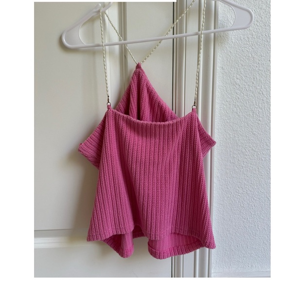Pink Ribbed Going Out Tank Top - Picture 2 of 2